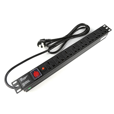 1U 8 way Cabinet PDU with Switch and Overload protection 250V, 16A Universal