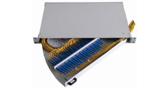 1U 19" Rack Mountable Fiber Optic Patch Panel with Cold Rolled Steel Construction and Side Pull Out Design