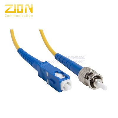 ST to SC Simplex Singlemode 9/125 μm Fiber Optic Patch Cord with Yellow PVC Jacket for Reliable Optical Connectivity