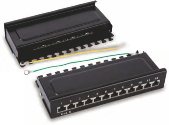 10" 0.5U Shielded Patch Panel for Data Center with 8/12 Ports Rackmount Design