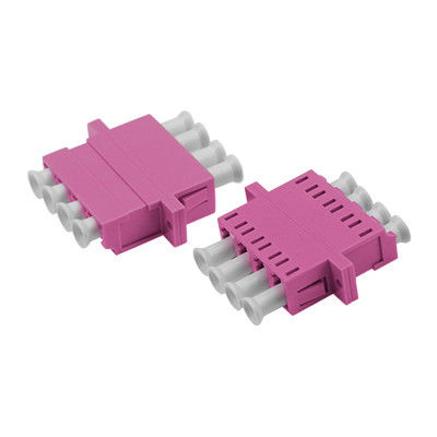 LC OM4 QUAD Asymmetric Welding Fiber Optic Adapter with Flange - ≤ 0.2dB Alternating Loss, Ceramic or Metal Sleeve, Wide Operating Temperature